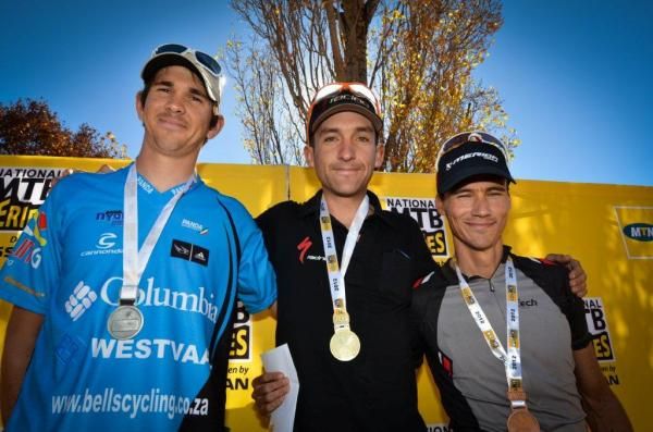Overall podium: Nico Bell, 2nd; Max Knox, 1st; Ben Melt Swanepoel, 3rd