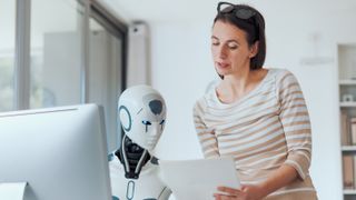 A robot and a person working together