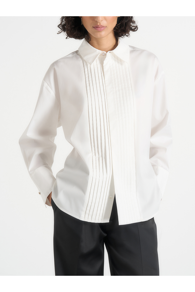Hope Oversized Pleated Tuxedo Cotton Shirt