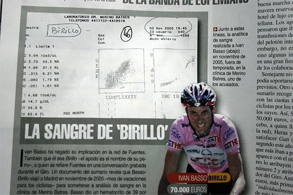 The blood test performed on Birillo (who the magazine alleges is Ivan Basso)