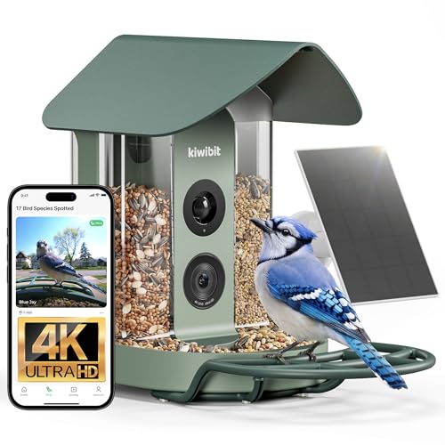 Kiwibit Bird Feeder With Camera 4k, Solar Powered, 8mp Photos, Smart Ai Id