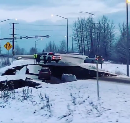 Damage from an earthquake in Alaska.