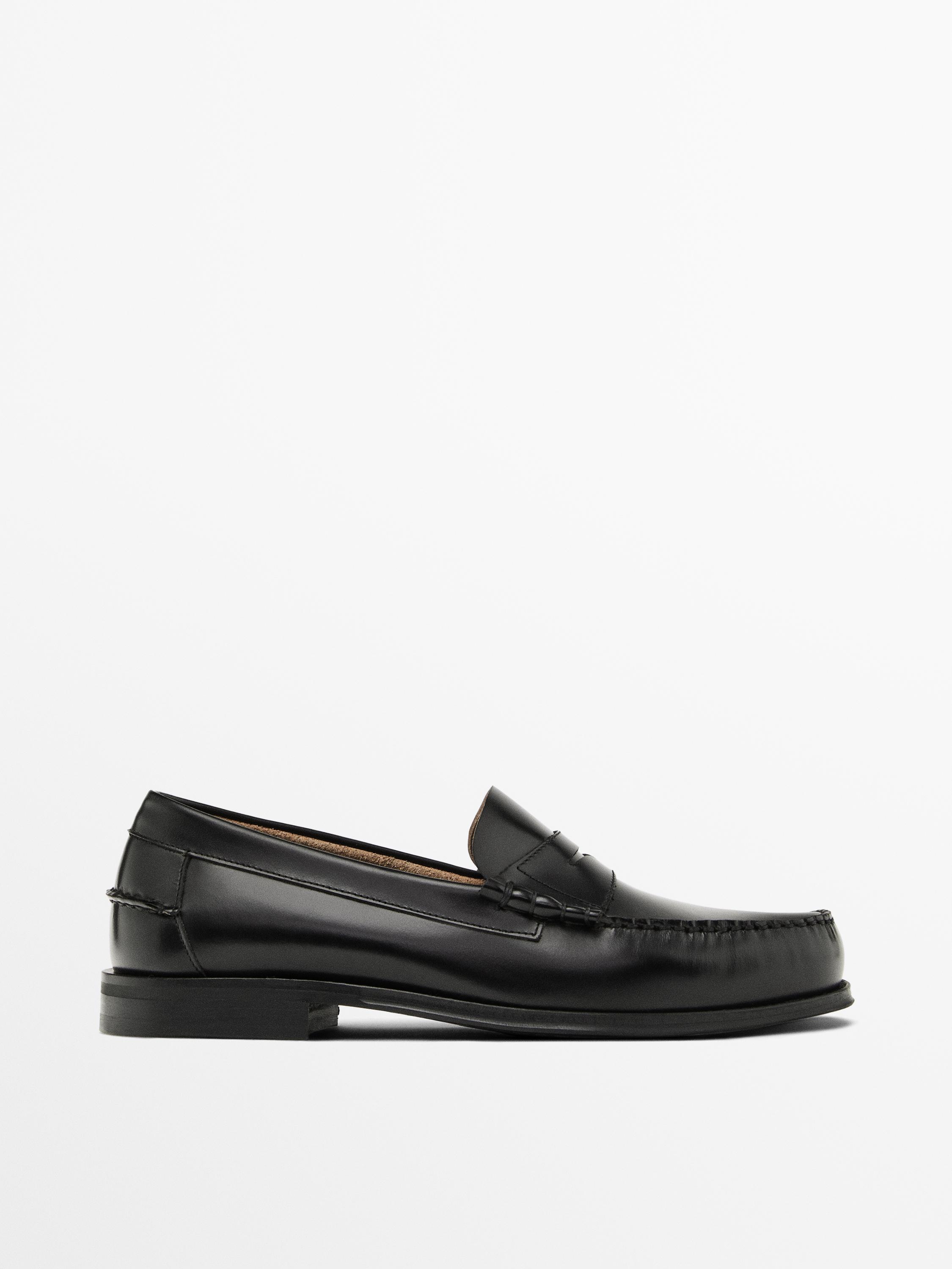 Massimo Dutti, Leather Loafers With Penny Strap