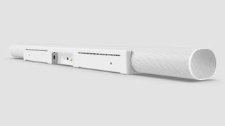 The Sonos Arc Ultra soundbar pictured on a grey background