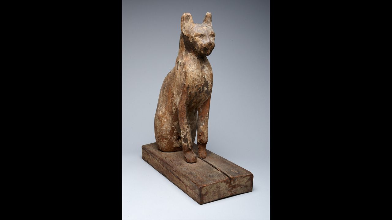 The sarcophagus of a cat, dating to Egypt's Late Period-Ptolemaic Period (about 664&ndash;32 B.C.).