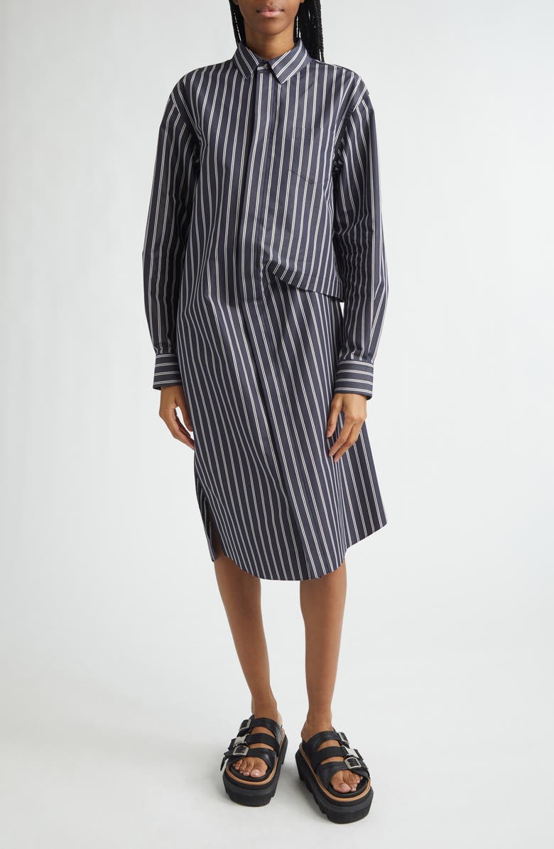 Stripe Long Sleeve Poplin Shirtdress