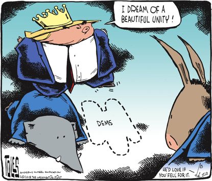 Political cartoon U.S. Trump State of the Union unity