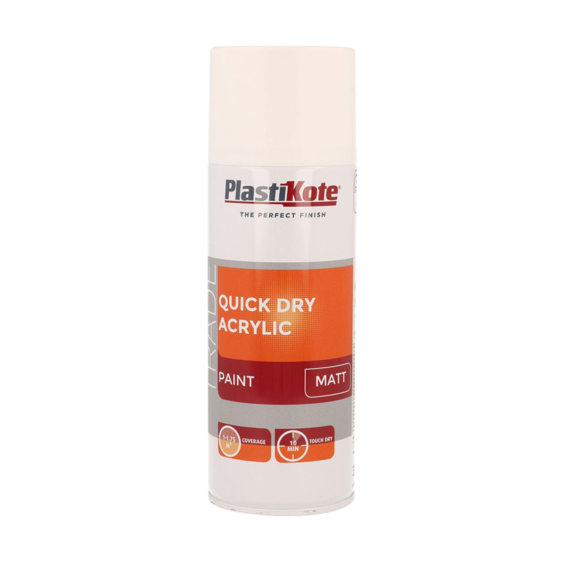 Plastikote Quick Dry Acrylic Spray Paint 400ml White Matt