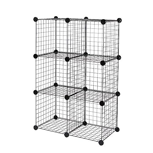 6-Cube Wire Grid Stackable Storage Unit