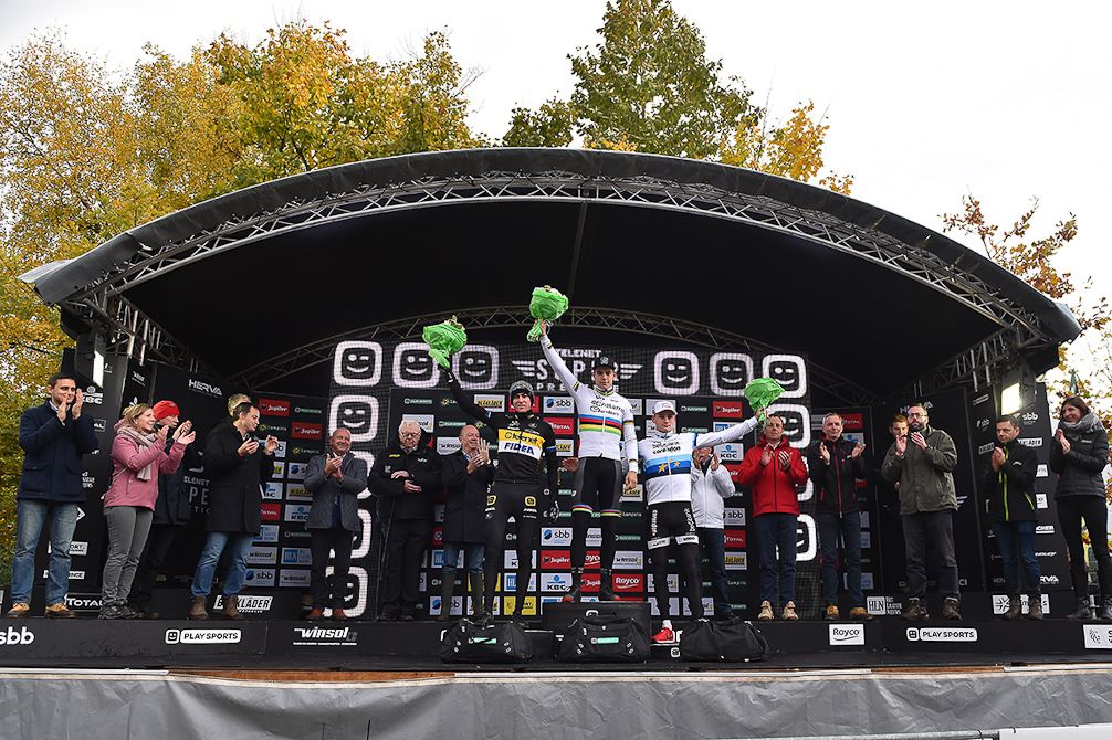The Superprestige elite men's podium