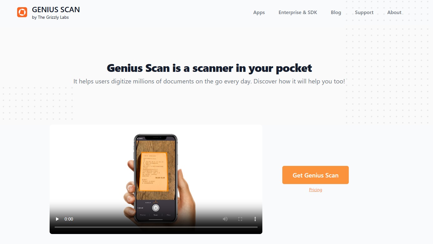 Genius Scan OCR website screenshot