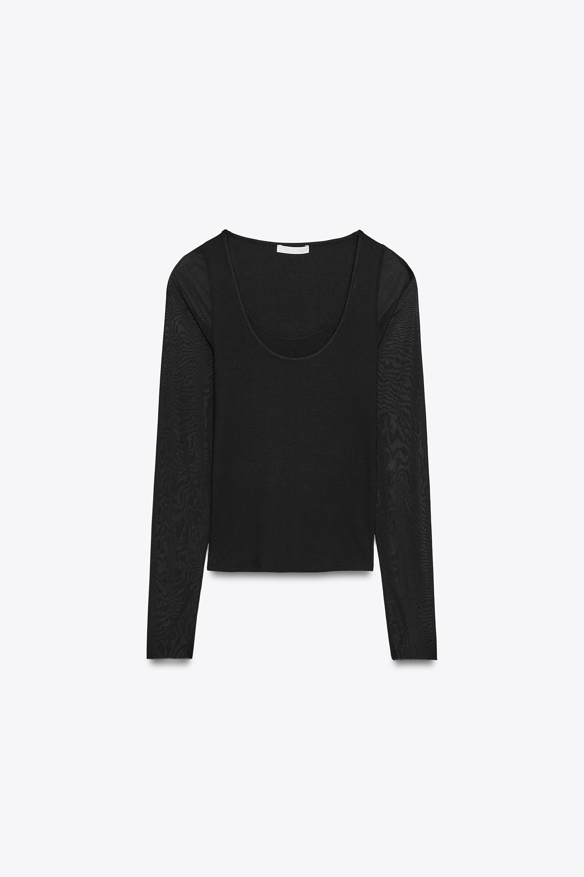 Semi-Sheer Combination T-Shirt