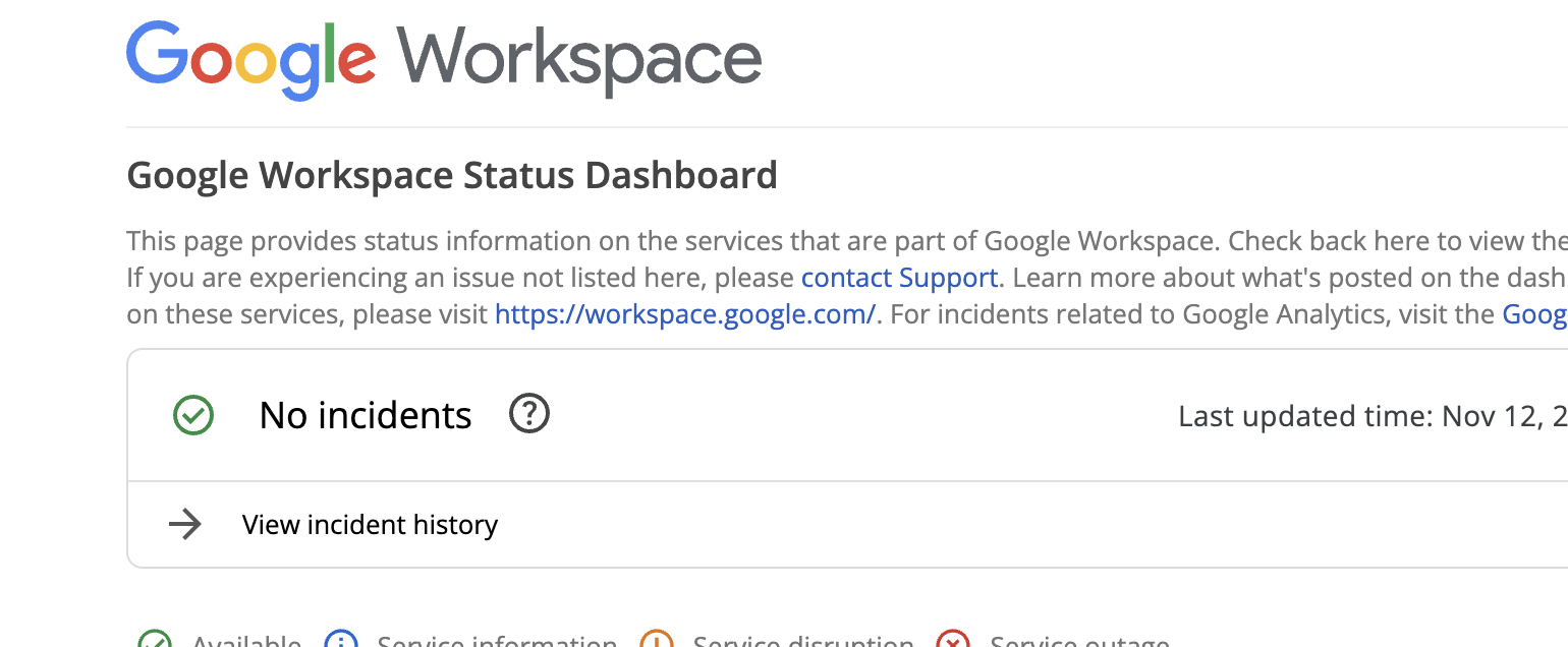 Google Workspace status