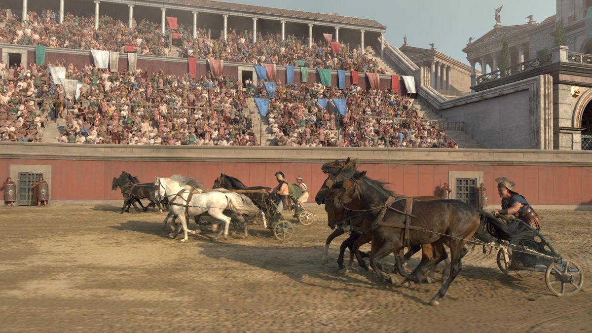 RACE TO THE DEATH: ROME&#039;S CHARIOTEERS. A chariot race in full swing