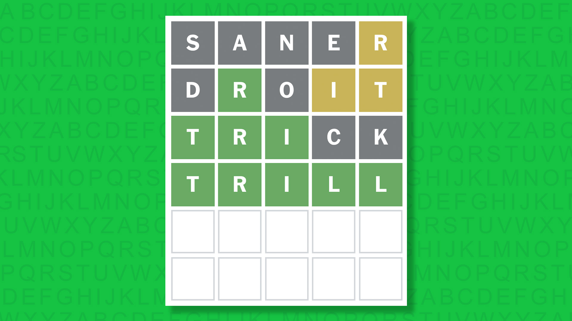 NYT Wordle answer for 1952 on a green background