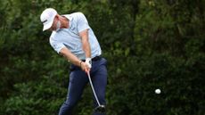 Paul Waring playing a shot from the eighth tee during Round 1 of Houston Open 2026