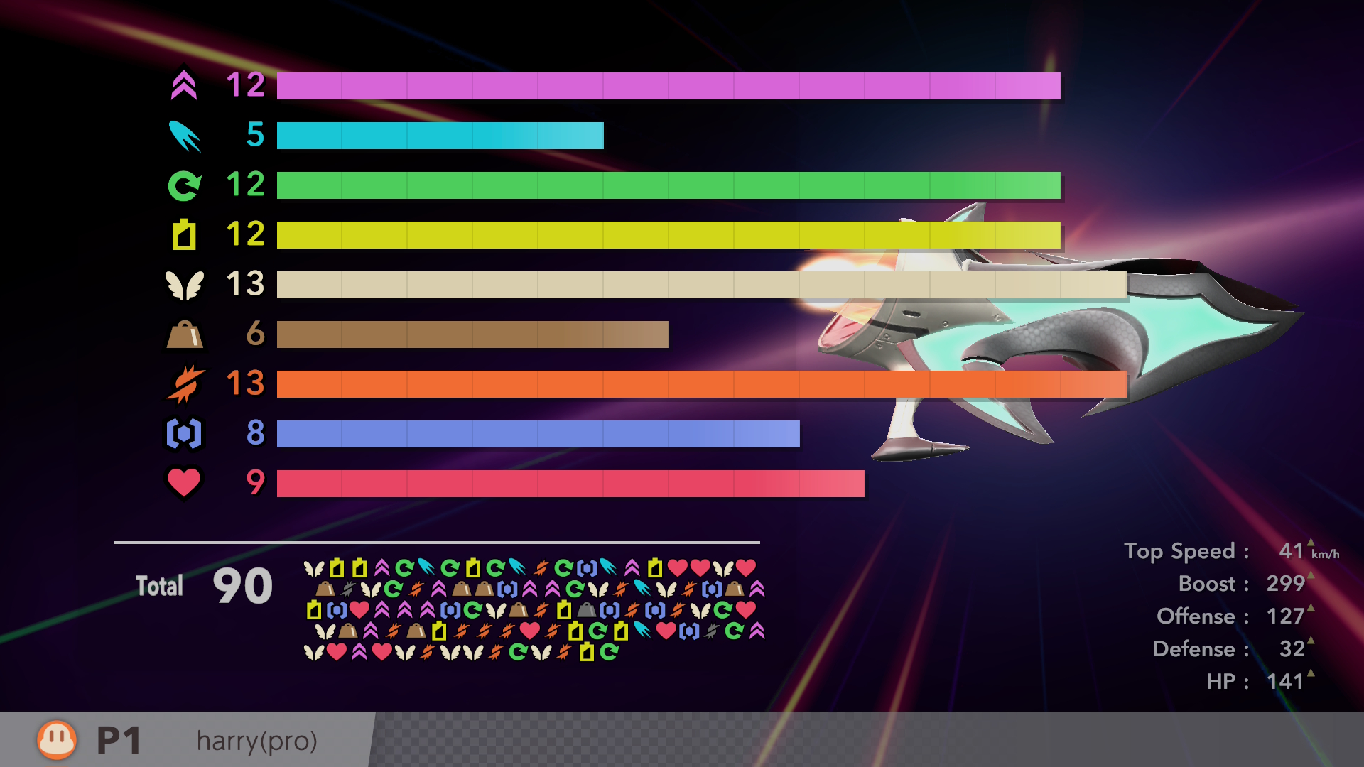 Powered up machine from City Trial in Kirby Air Riders