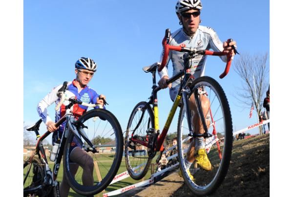 Adam Myerson (Cycle-Smart), right, leads U-23 Verge series leader Luke Keough (Team Champion System).
