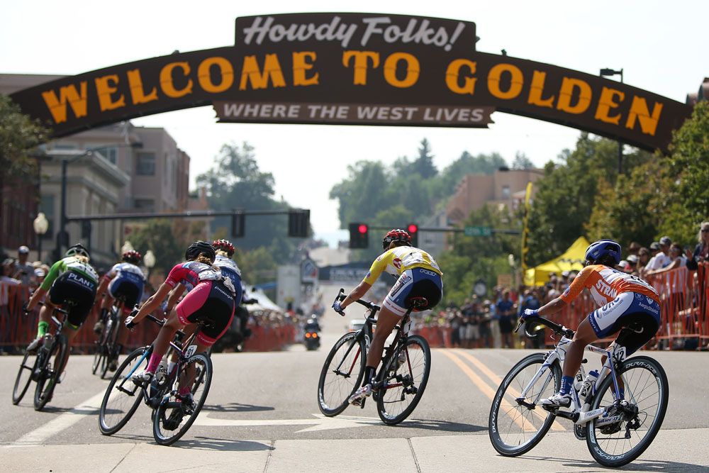 Large crowds cheered the cyclists in Golden