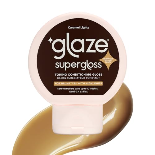 Glaze Supergloss Color Conditioning Gloss &amp;ndash; Hydrating Semi-Permanent Colour Hair Gloss &amp;amp; Shine Boost &amp;ndash; Colour Depositing Mask - Vegan, Cruelty-Free &amp;ndash; 190ml - Caramel Lights - Warm Caramel Toner