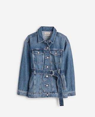 Madewell, übergroße Trucker-Jeansjacke mit Gürtel