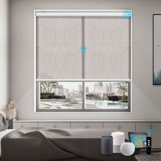 Smartwings Motorized Light Filtering Roller Shades 70% Blackout Linen