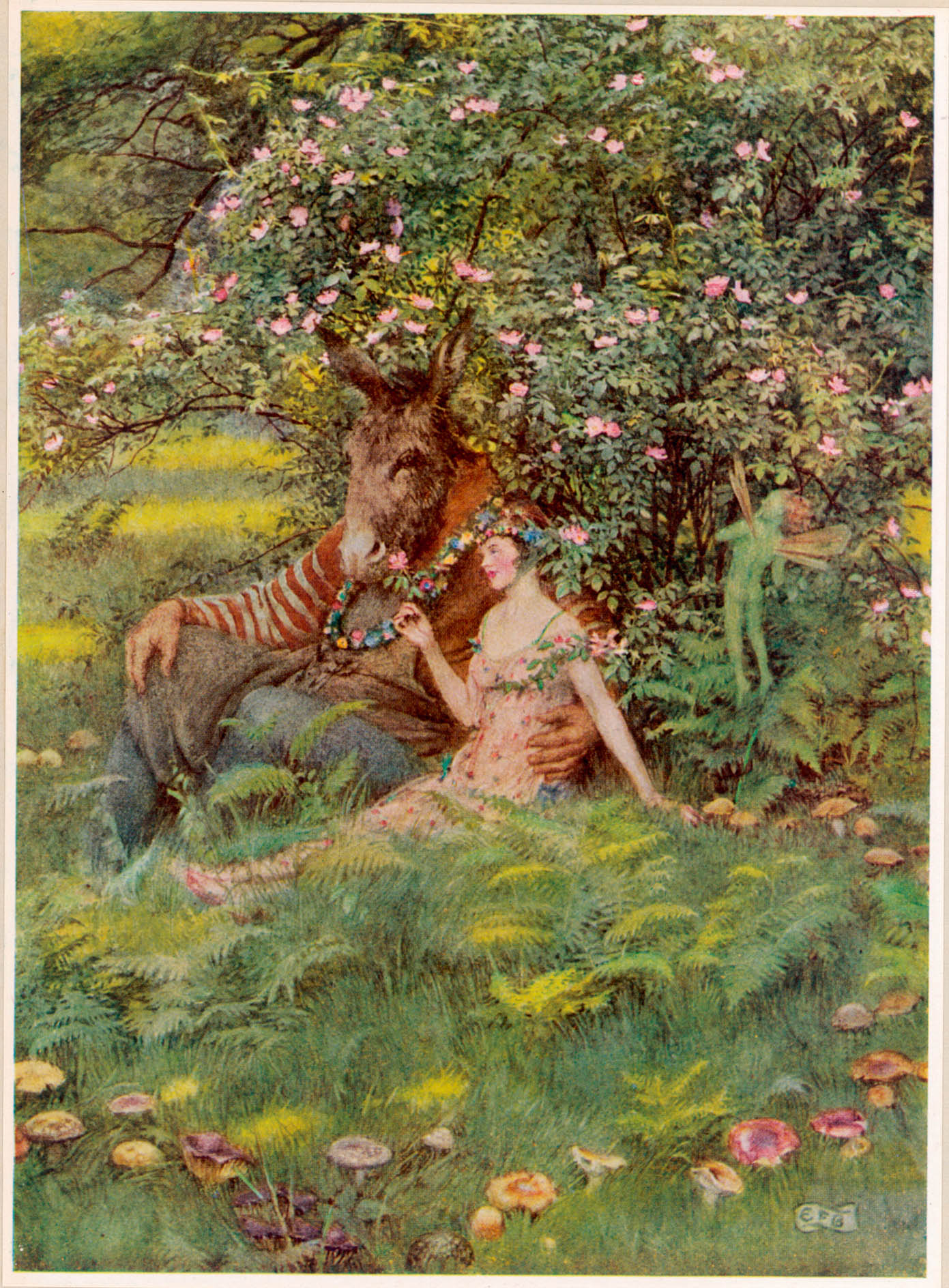 Bottom and Titiana revel in nature in A Midsummer Night&#039;s Dream.