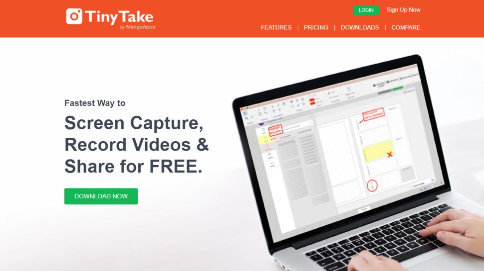 Website screenshot for TinyTake