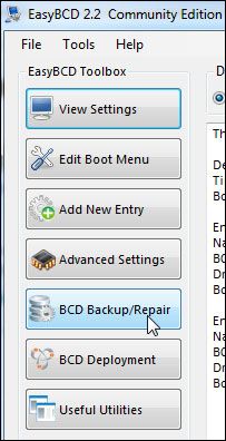 Click BCD Backup / Repair