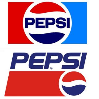 Pepsi's 1973 and 1991 logo iterations