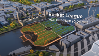 The Rocket League map in comparison to the Houses of Parliment