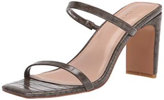 The Drop Women's Avery Square Toe Two Strap High Heeled Sandal, Avery-Capers-10, 10 B Us