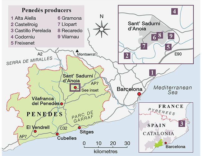 Cava wineries map