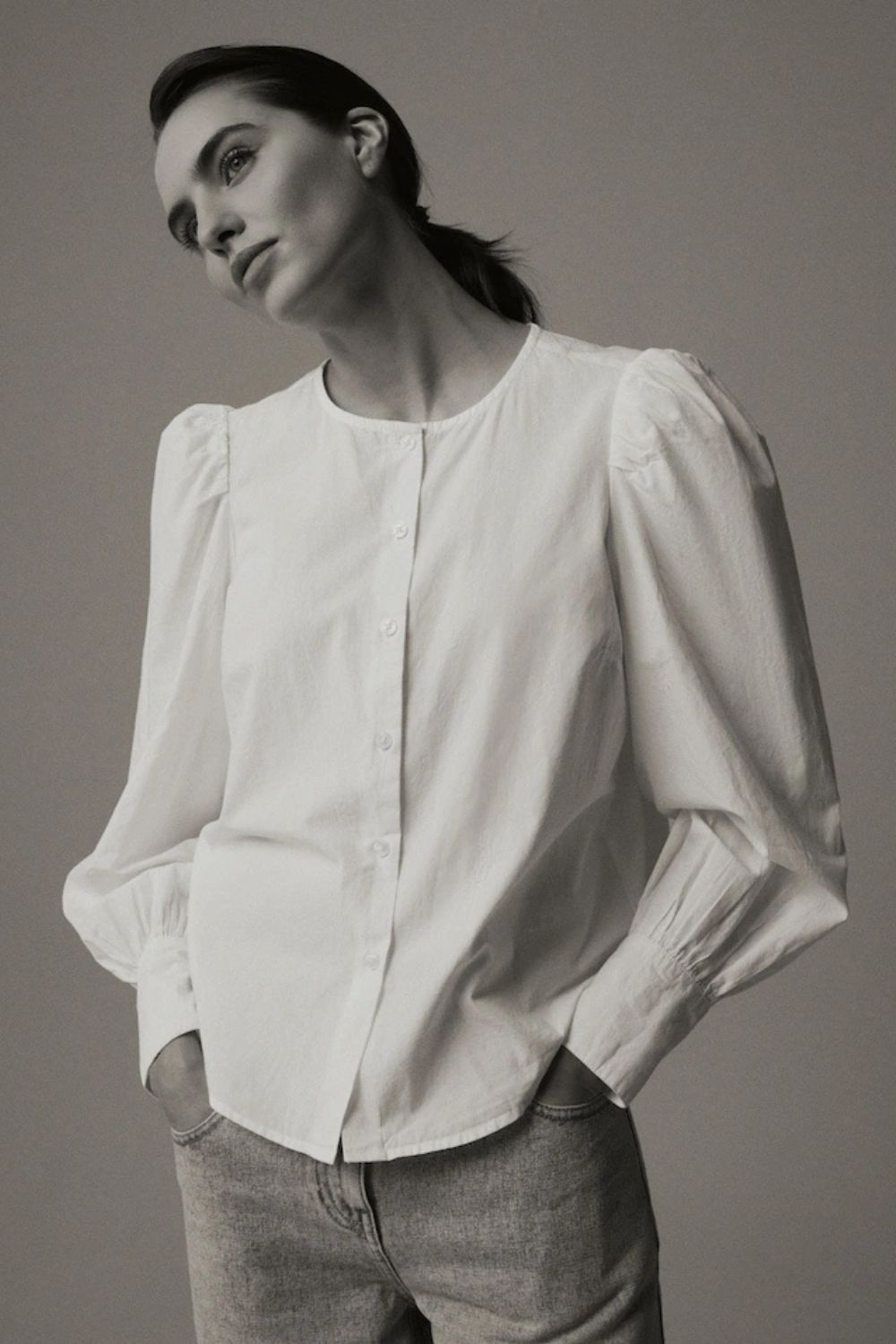 Laura Ashley White 100% Cotton Puff Sleeve Shirt