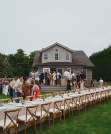 dining table outdoors laid for a party
