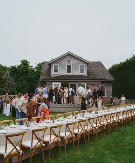 dining table outdoors laid for a party