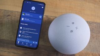 Amazon Echo 4th Gen and Alexa app showing device settings