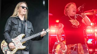 [L-R] Jerry Cantrell and Axl Rose