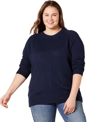 Amazon Essentials Women's Classic-Fit Soft Touch Long-Sleeve Crewneck Sweater, Navy, X-Small