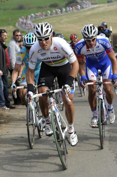 World champion Thor Hushovd (Garmin - Cervelo) and Gert Steegmans (Quick Step).