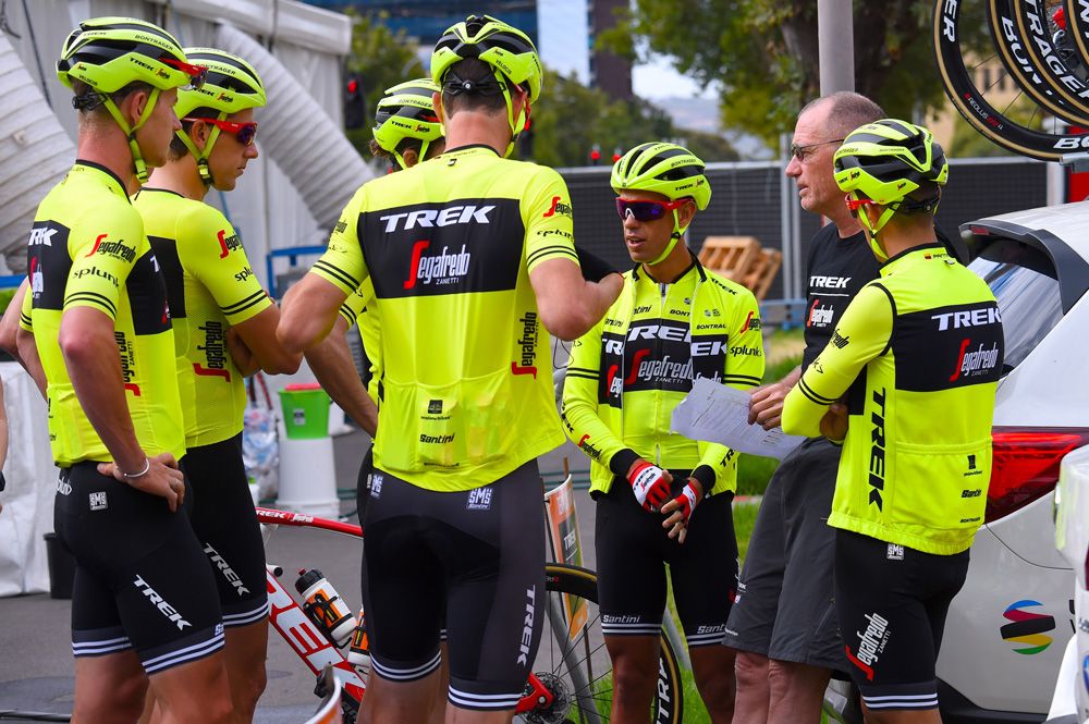 Trek-Segafredo discuss their training ride
