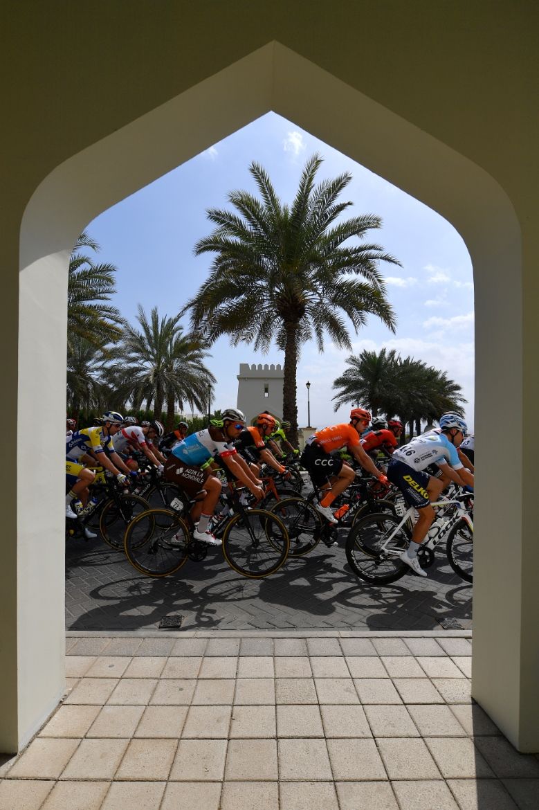 A perfectly framed view of the Tour of Oman
