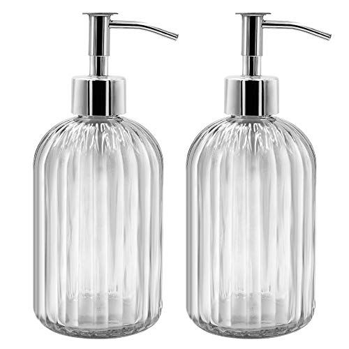 2 Pack Glass Soap Dispenser Bottle With Pump