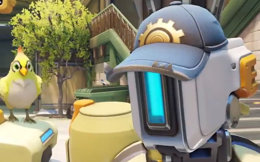 Bastion with baseball cap and bird