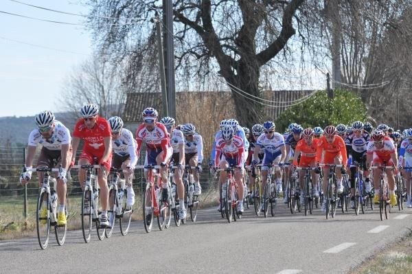 The peloton roll through the French countryside