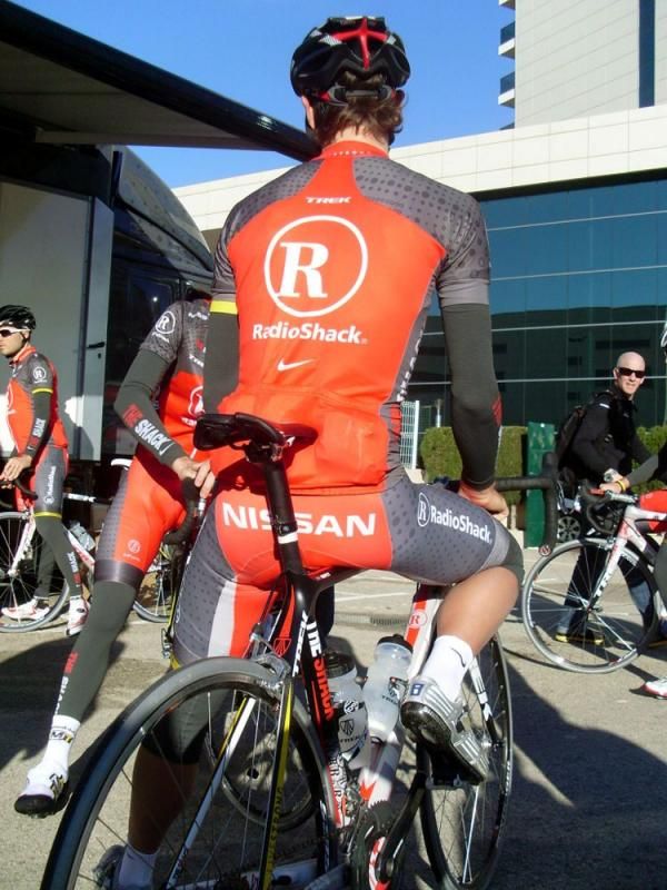 Some of the riders were quicker to get sorted for the ride than others.