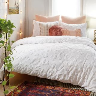 A Chenille Leopard Duvet Cover & Sham Set in a modern bedroom