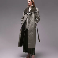 Topshop Tailored double layered funnel neck trench in sage, was £100.00