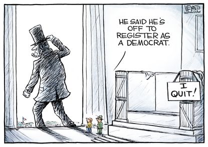 Political Cartoon U.S. New Party Of Lincoln Democrats