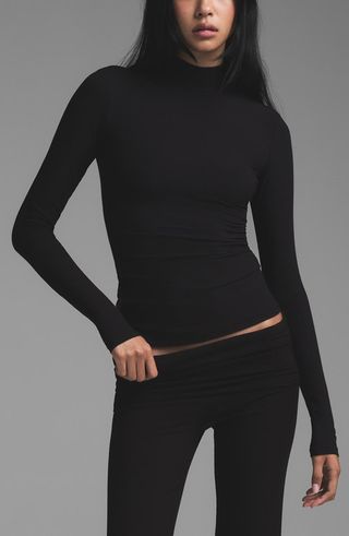 Soft Lounge Mock Neck Long Sleeve Top